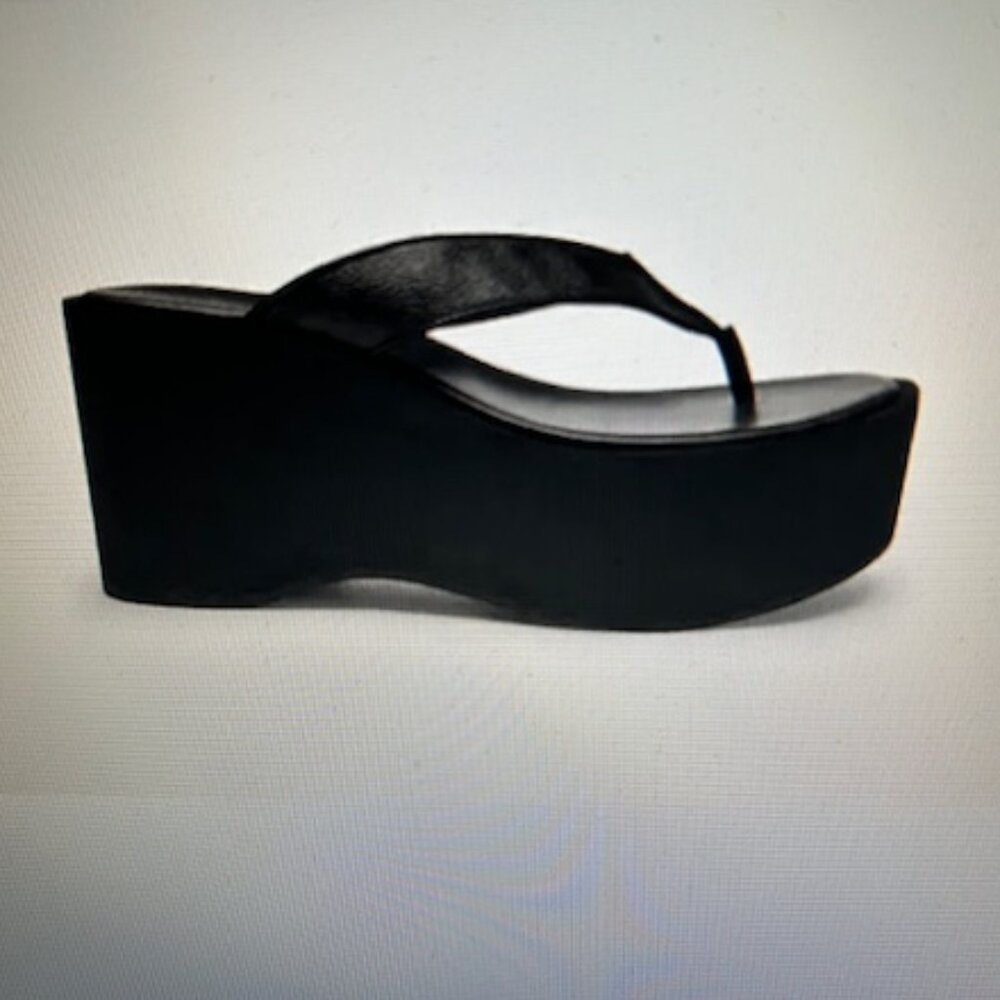 Coach Black Thong Wedge Sandal In Signature Canvas - Picture 8 of 9
